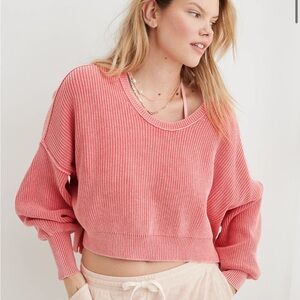 Aerie beyond cropped pink sweater